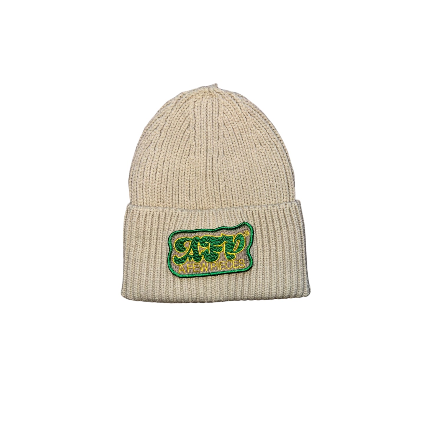 Beanies cream / green patch