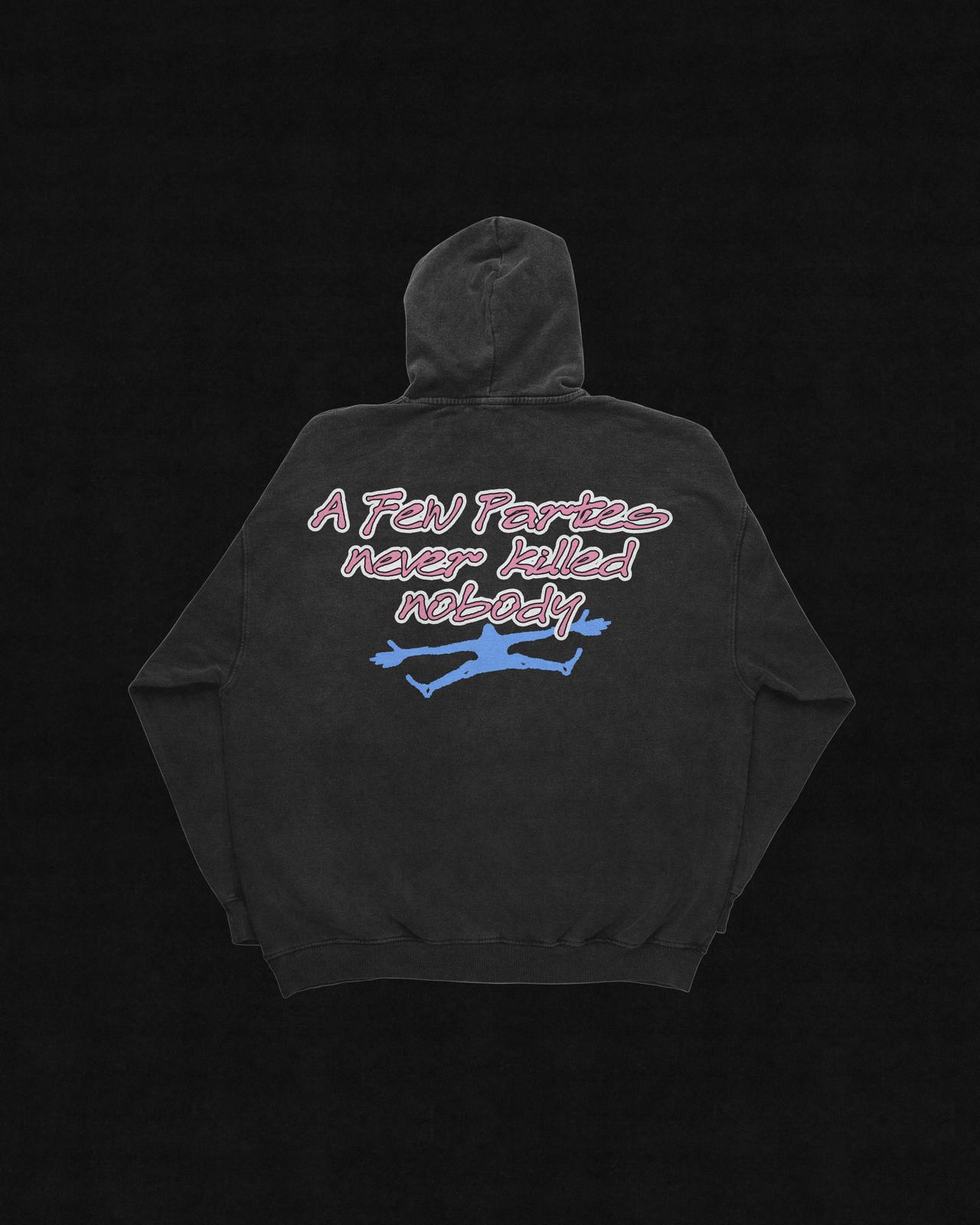 Oversized Linen Hoodie — Retro Puff Print